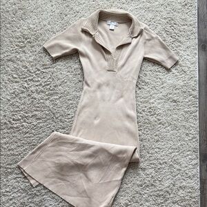 Crown & Ivy Beige Collared Knit Top